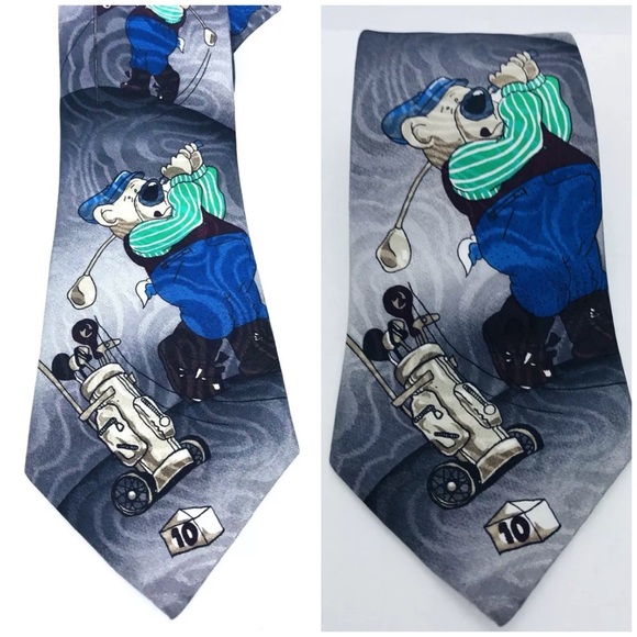 🚩Hallmark Golf Day Mens Tie  3.5x"56" USA - Picture 3 of 4